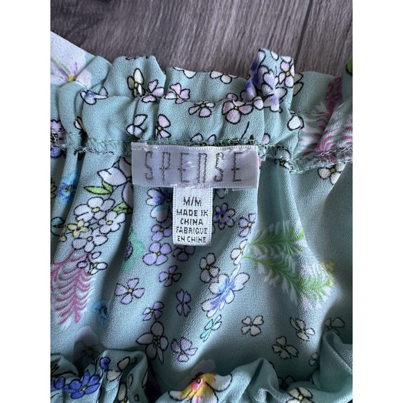 Spense Floral Blouse – Women's Size M – Mint Green Boho Top - Picture 2 of 12